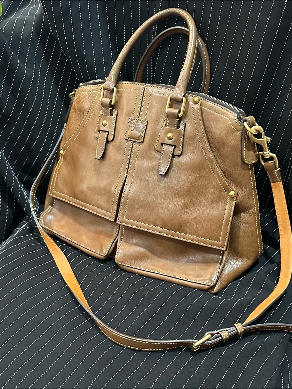 Dooney & Bourke Italian Florentine -Front pockets Satchel with Detachable Strap